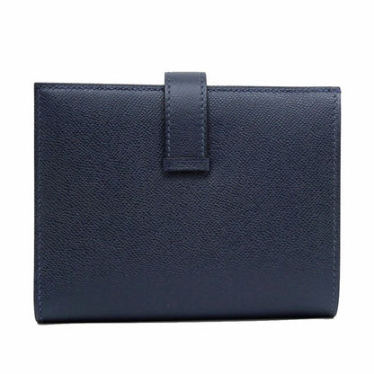 Hermes Bearn Compact Bifold Wallet Blue Nuit Silver Hardware Vo Madame