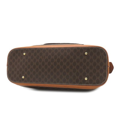 Celine Handbag Macadam Half Moon PVC Leather Brown Gold Hardware Brown Mini