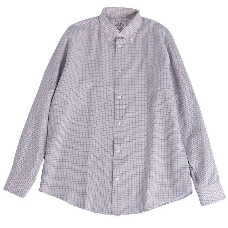Hermes Shirt Long Sleeve Button Down Chec