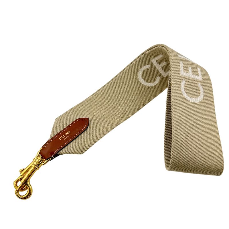 Celine Logo Strap Branded Cell Phone Cell Phone Shoulder Neck Beige Women