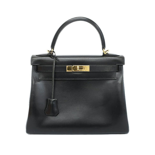 Hermes Kelly 28 Retourne Handbag 2-Way Black Gold
