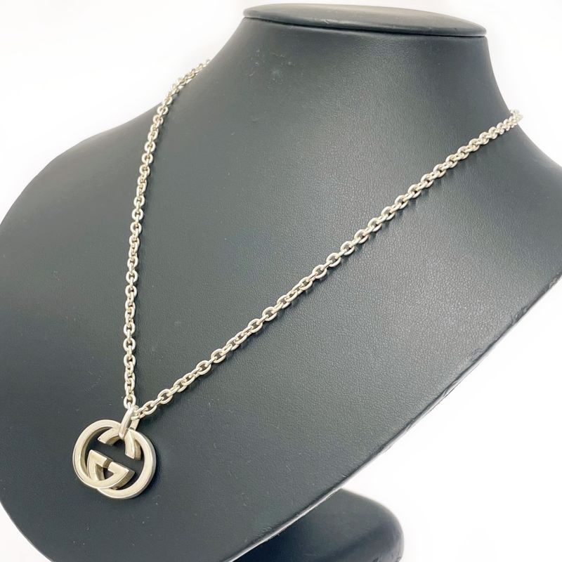 Gucci Silver Interlocking Double G Necklace 24.6g 925 Engraved 350138 Necklace