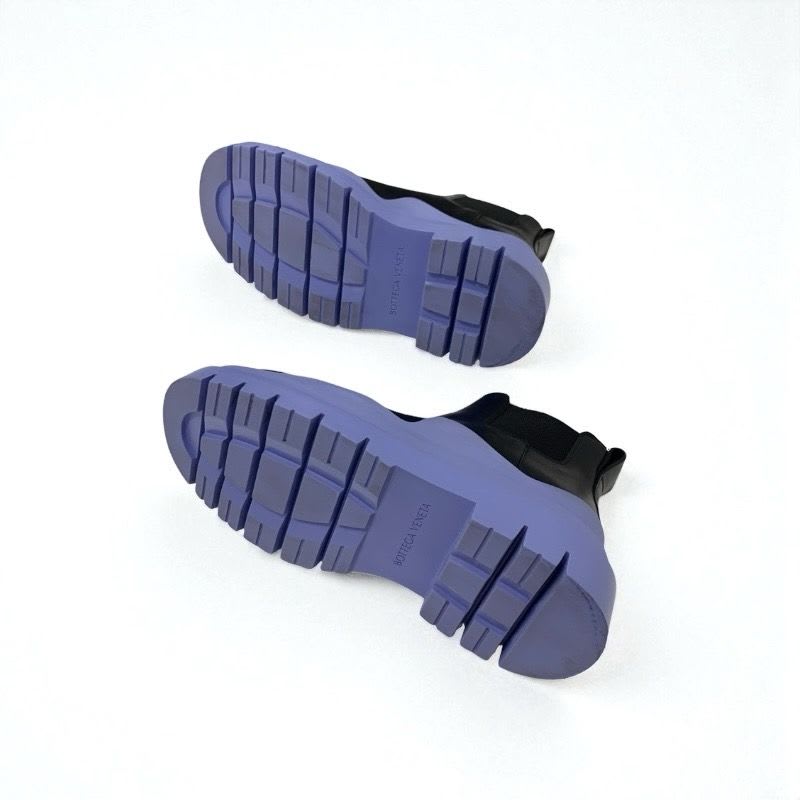 Bottega Veneta Tire Boots Short Shoes Leather Black Purple Ankle Chelsea