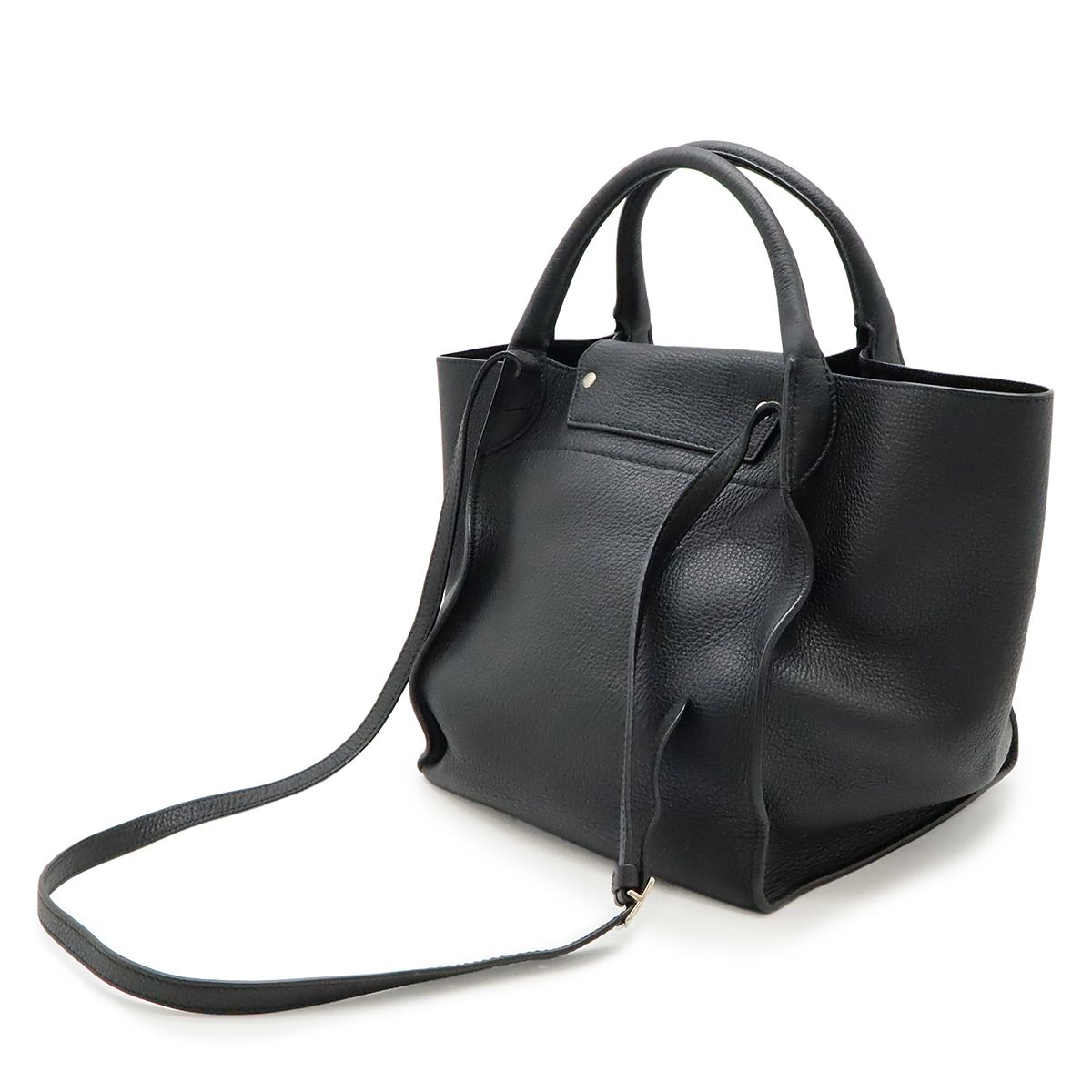 Celine Big Bag Small Handbag 2WAY Shoulder Bag Crossbody Leather Black Black