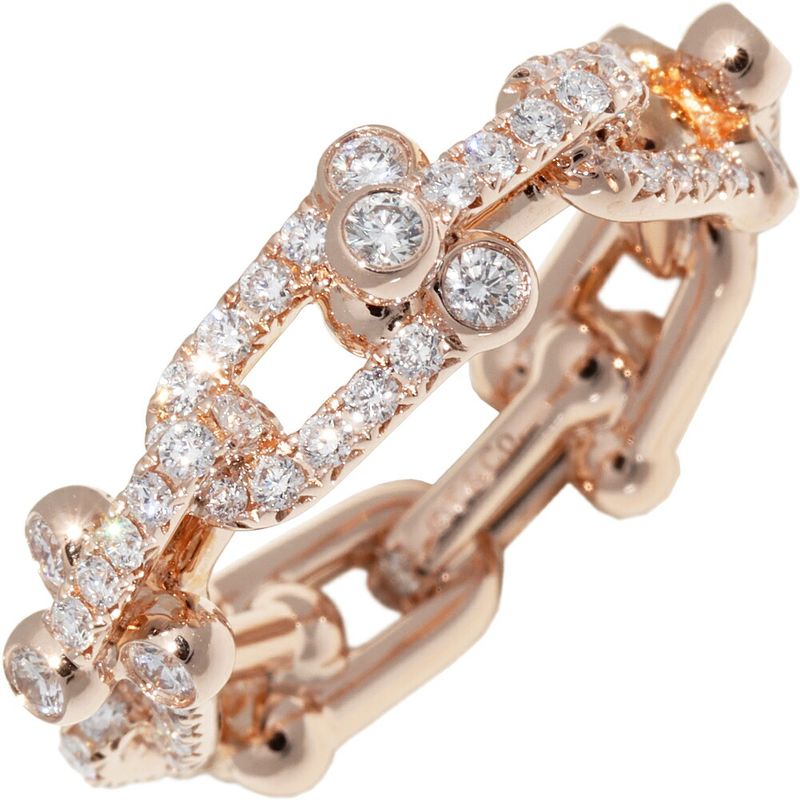 Tiffany & Co Ring 18K Pink Gold Diamond 132ct Hardware Small Link Ring Full