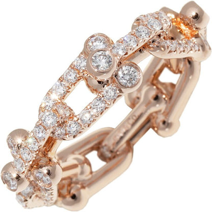 Tiffany & Co Ring 18K Pink Gold Diamond 132ct Hardware Small Link Ring Full