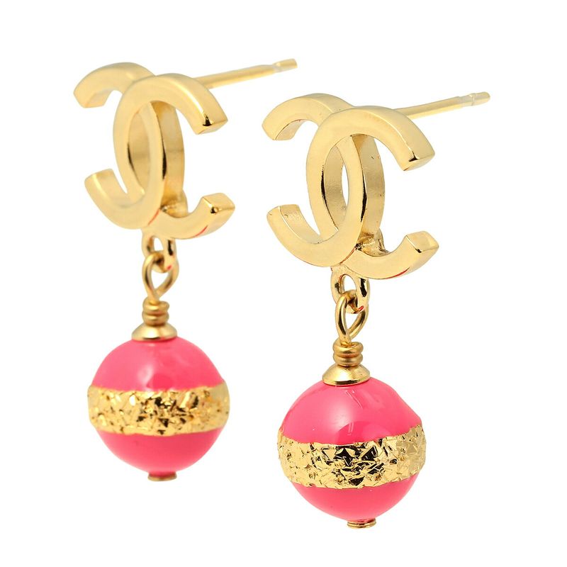 Chanel Earrings Stud Earrings Gold/pink