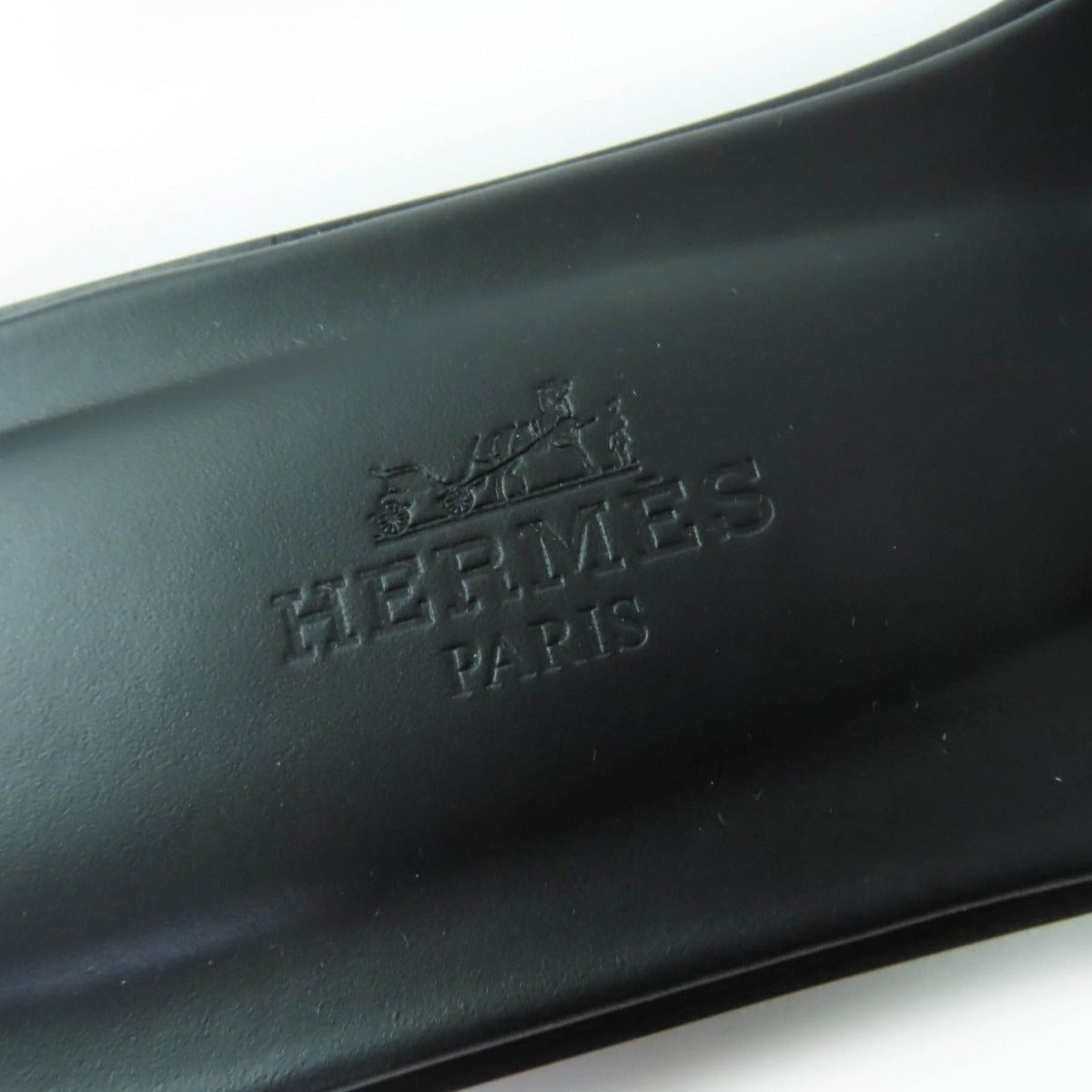 Hermes Oran Box Calf Leather Flat Sandals Black 35.5 — view 9