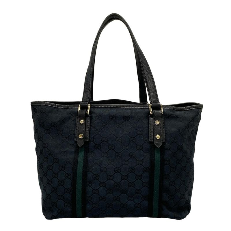 Gucci Tote Bag GG Pattern 139260 Black×navy×dark Green Leather