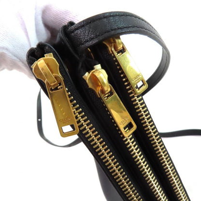 Celine 19203 Trio Small Smooth Lamb Skin Shoulder Bag Black Gold Hardware