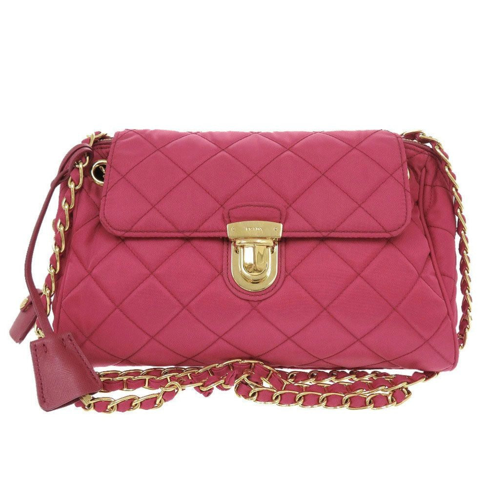 Prada Quilted Nylon Pink Chain Shoulder Bag