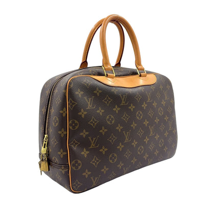 Louis Vuitton Deauville Bowling Vanity Monogram Leather Brown Handbag Gold — view 2