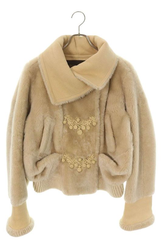 Louis Vuitton 072A Wllj03krt Sheepskin Mouton Coat With Embroidered Design