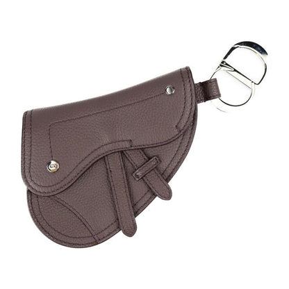 Christian Dior Saddle Poach Pouch Coin Case Leather Purple Silver