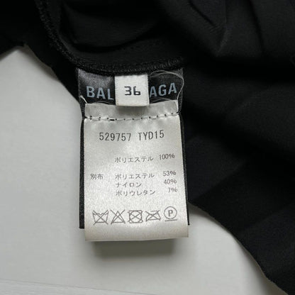 Balenciaga 529757 Asymmetrical Pleated Back Logo Skirt Black 36 Made In Italy