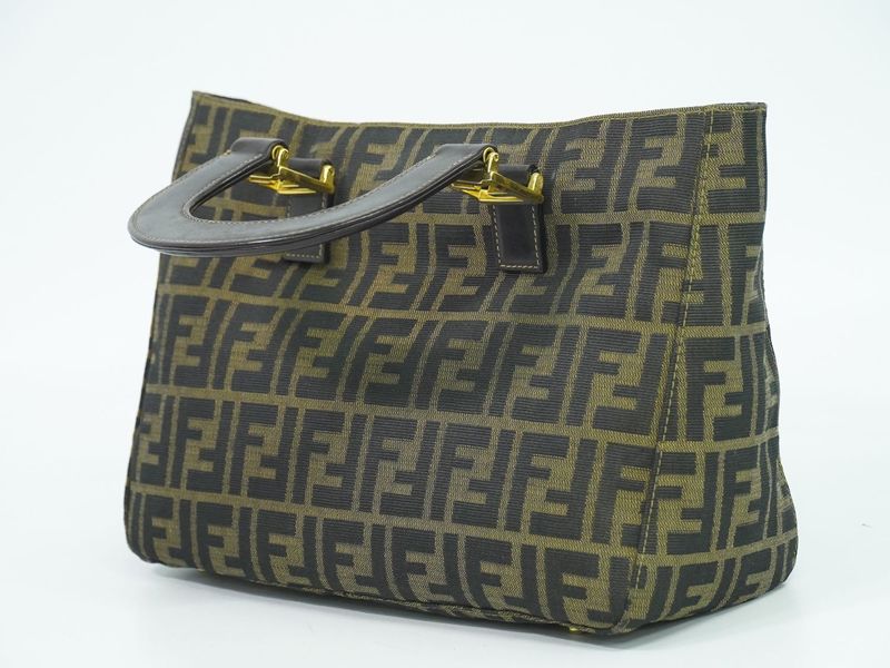 Authentic Fendi Zucca Tote Handbag Canvas Brown 26329 Zucca Bag Pre-owned