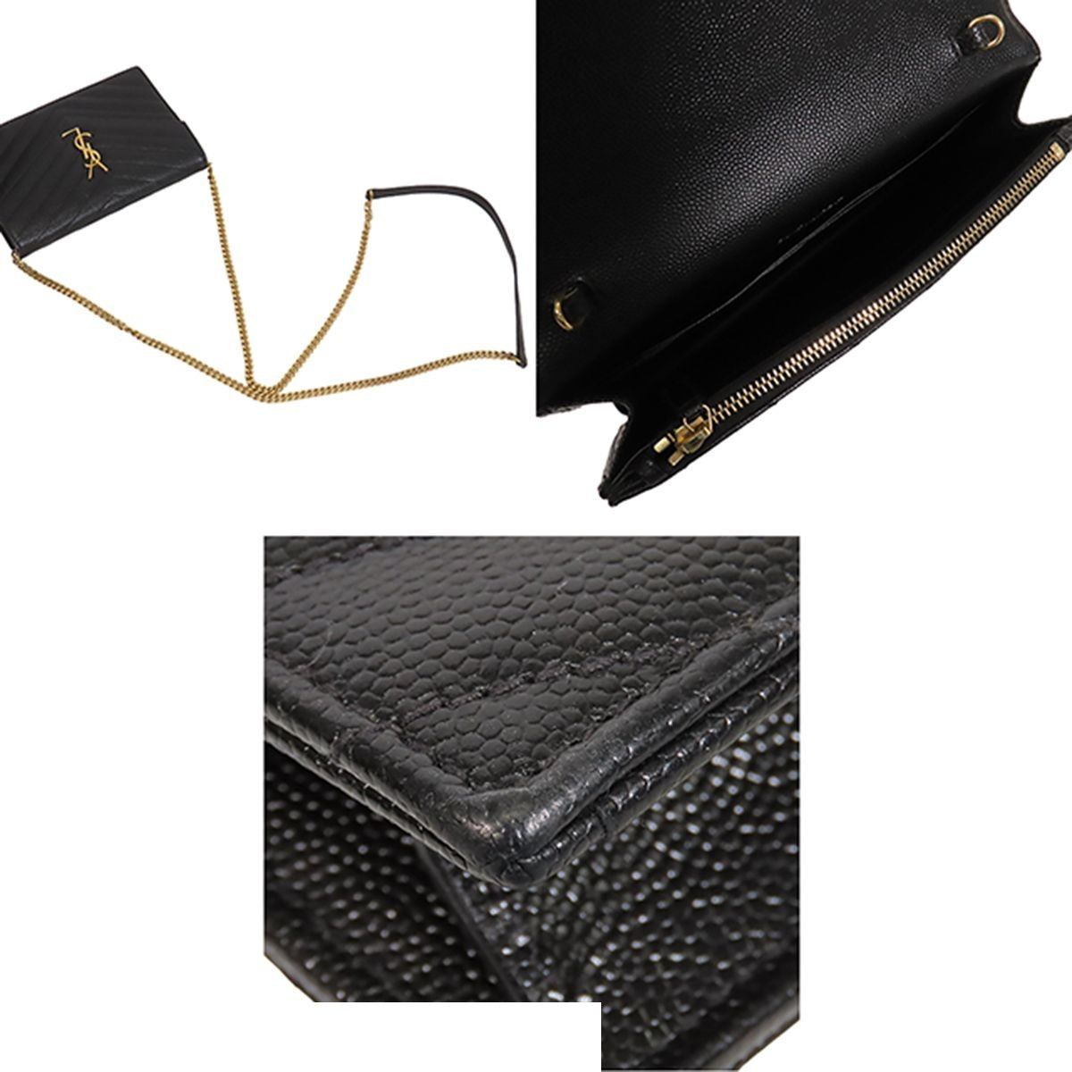 Saint Laurent Cassandra Envelope Chain Wallet Black Leather Shoulder Bag — view 4