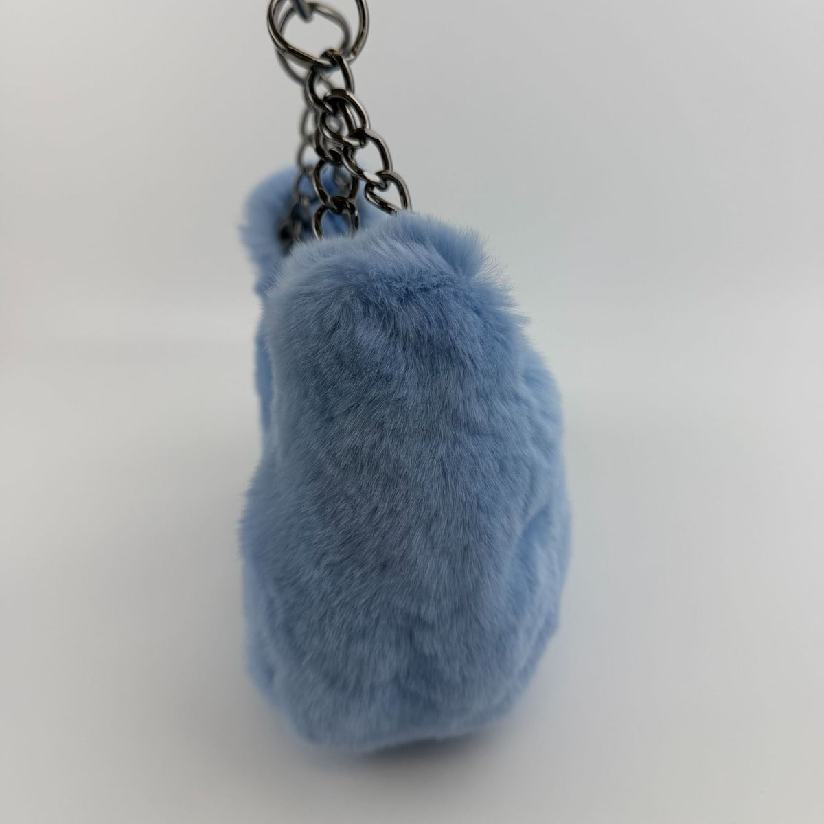 Chanel CC Logo Handbag Blue Rabbit Fur Vintage — view 6
