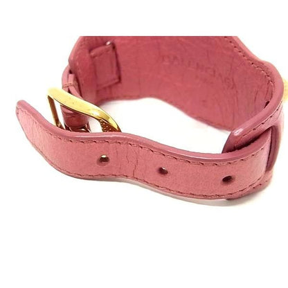 Balenciaga Leather Bracelet Bangle Accessories Size S Pink — view 3