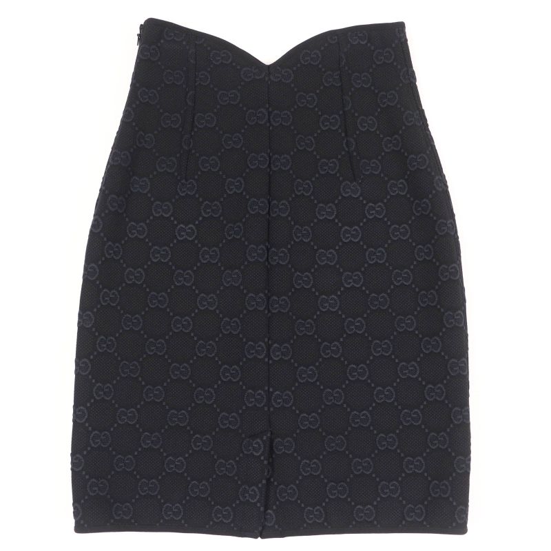 Gucci 747361 GG Viscose Cles Loop Skirt Black XS Hanger Genuine