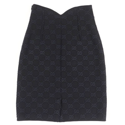 Gucci 747361 GG Viscose Cles Loop Skirt Black XS Hanger Genuine