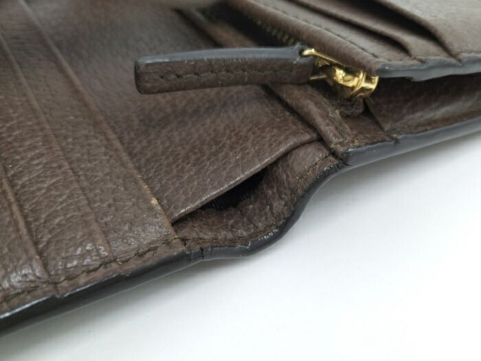 Gucci Bifold Wallet Compact Wallet Ophidia Leather PVC Brown 493075