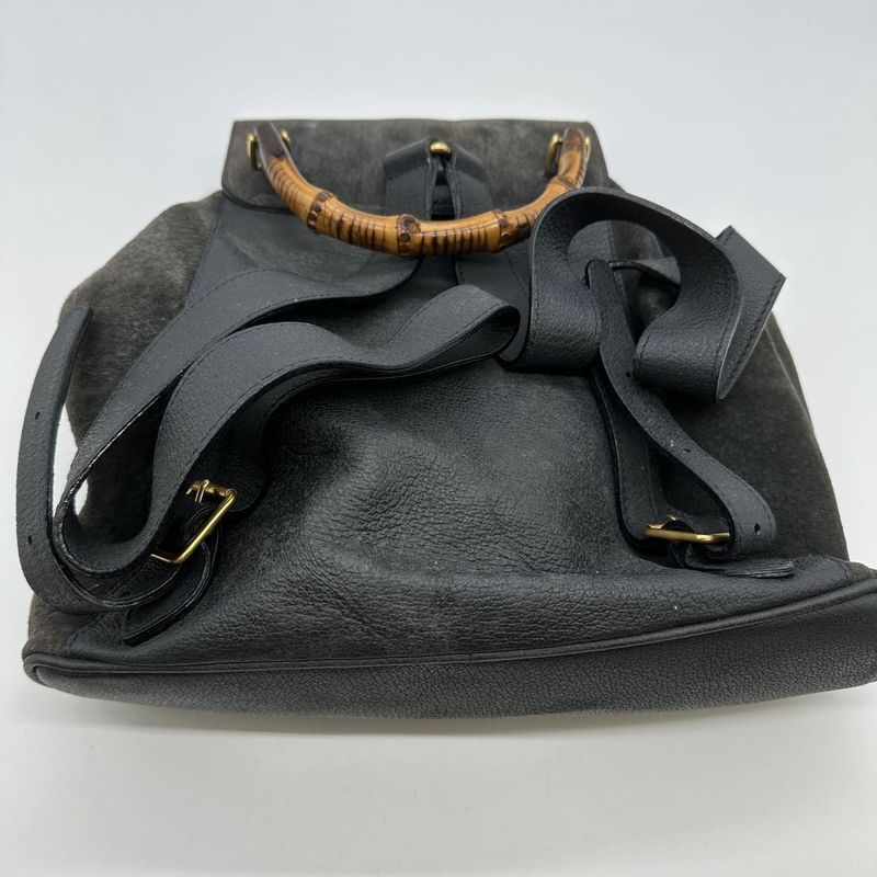 Gucci 003 2058 0016 Backpack Bamboo Suede Gray Daypack Suede Women