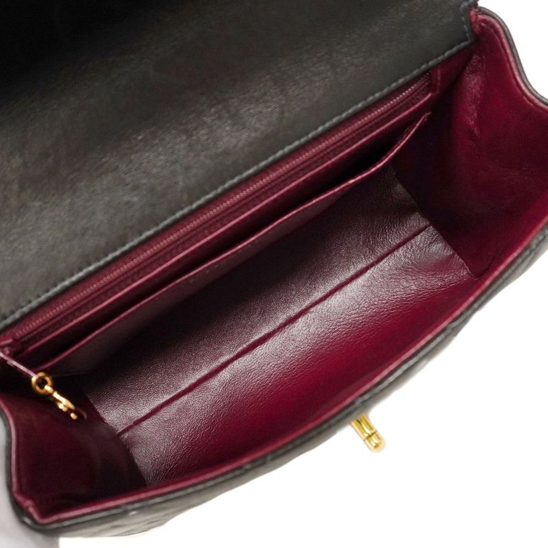 Chanel Handbag Matelasse Lambskin Black Gold Hardware Women