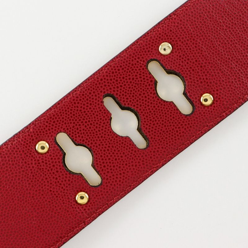 Celine Mantel Chain Leather Red/gold Ladies Belt