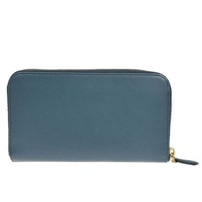 Prada Long Wallet Round Zipper Saffiano Blue 30ka915