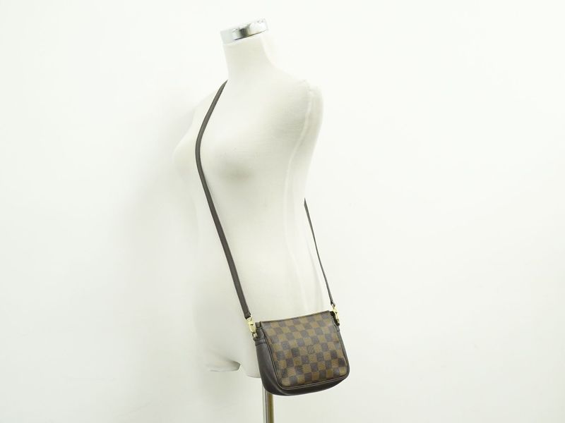 Authentic Louis Vuitton LV Trousse Makeup Damier Ebène Shoulder Bag Brown