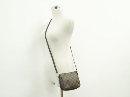 Authentic Louis Vuitton LV Trousse Makeup Damier Ebène Shoulder Bag Brown