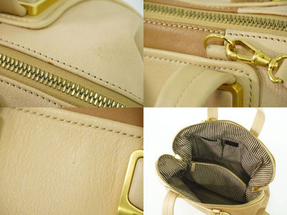 Authentic Fendi Chameleon 2WAY Shoulder Bag Handbag Pochette Leather Beige