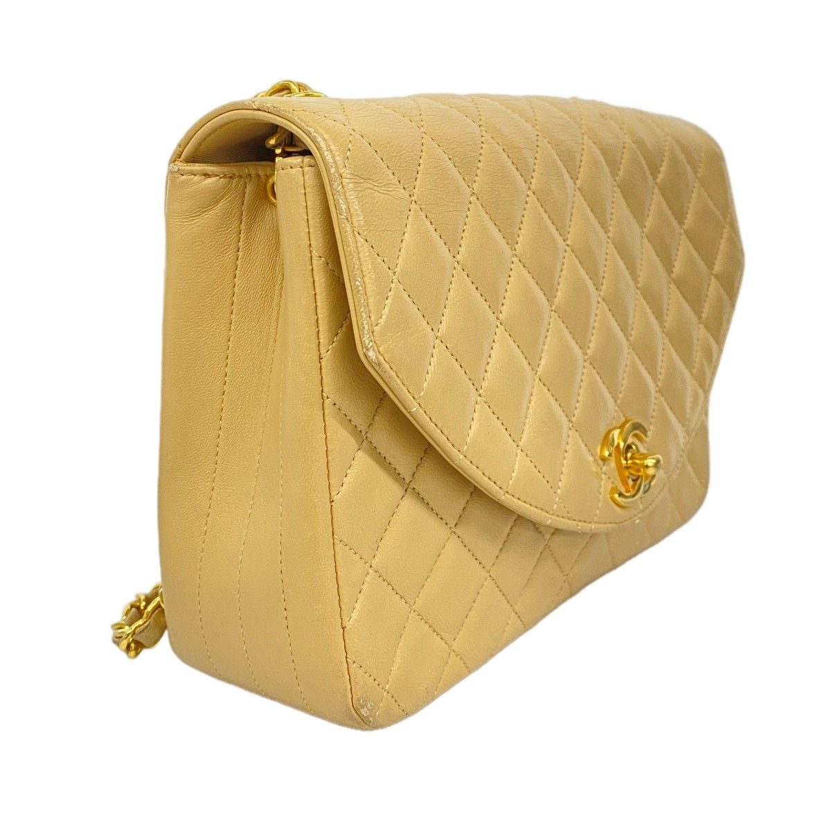Chanel Shoulder Bag Quilted Lambskin Beige Gold — view 2