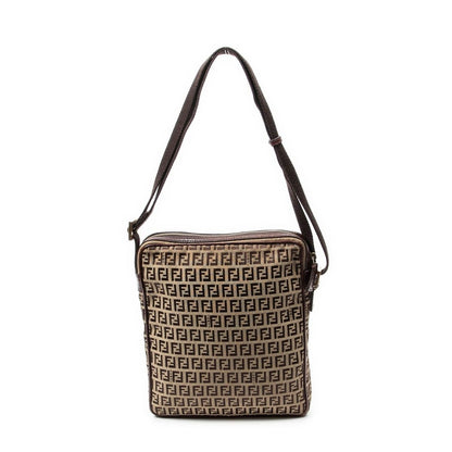 Fendi Zip Messenger Crossbody Brown Zucchino Canvas — view 5