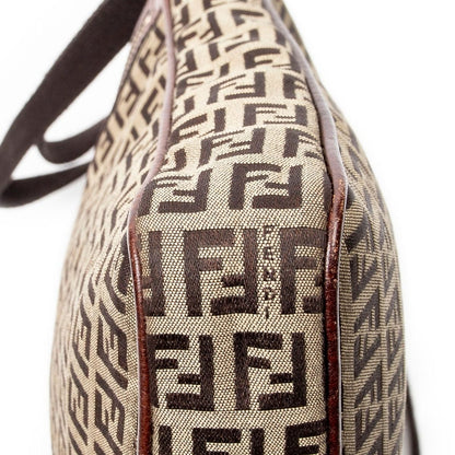 Fendi Zip Messenger Crossbody Brown Zucchino Canvas — view 7