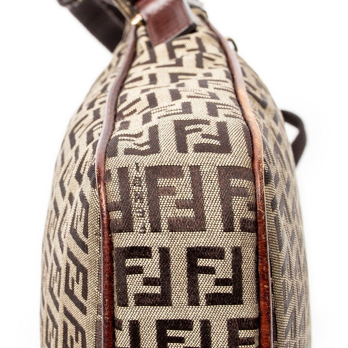 Fendi Zip Messenger Crossbody Brown Zucchino Canvas — view 8