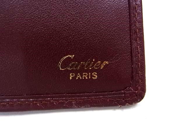 Cartier Must Line Leather Foldable Long Wallet Billfold Card Holder Bordeaux