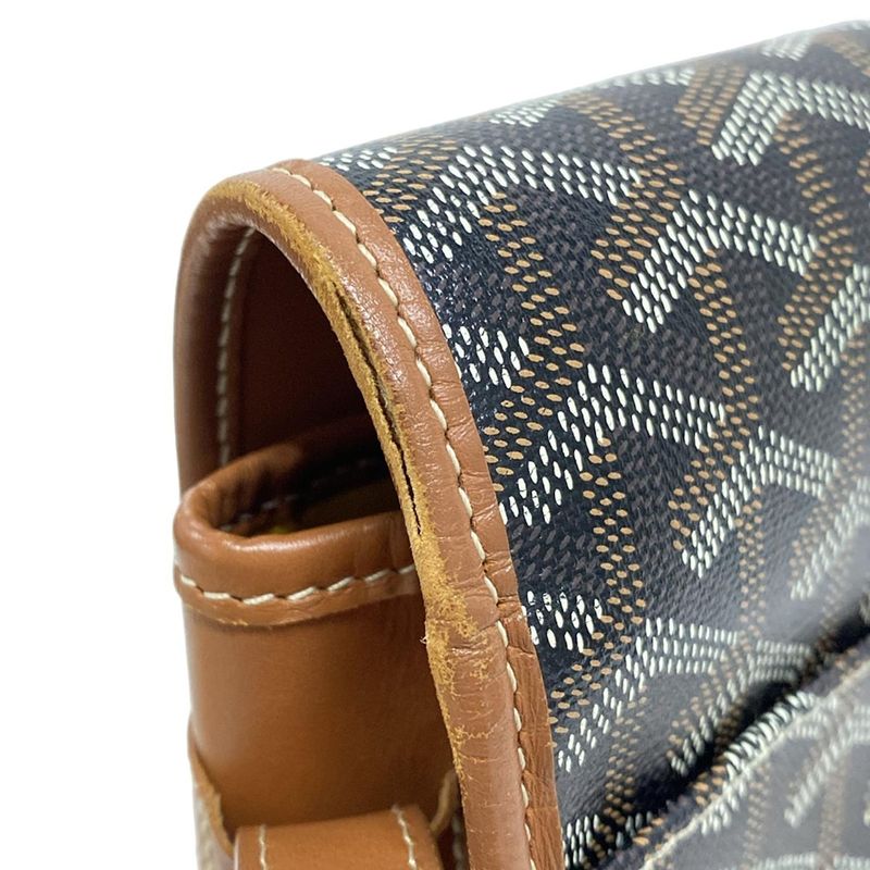 Goyard Shoulder Bag Belvedere 2mm (008in) Black And Brown Leather