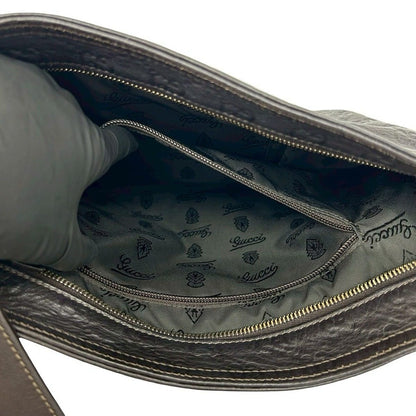 Gucci Guccissima GG Pattern Leather Shoulder Bag Pochette Brown — view 10