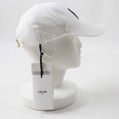 Celine 2aun1969p Initials Sequins Baseball Cap Hat Cotton White Black Gold
