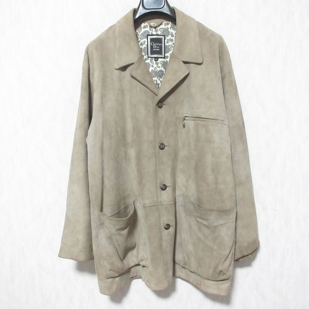Dior Monsieur Lambsuede Leather Half Coat Jacket M Beige