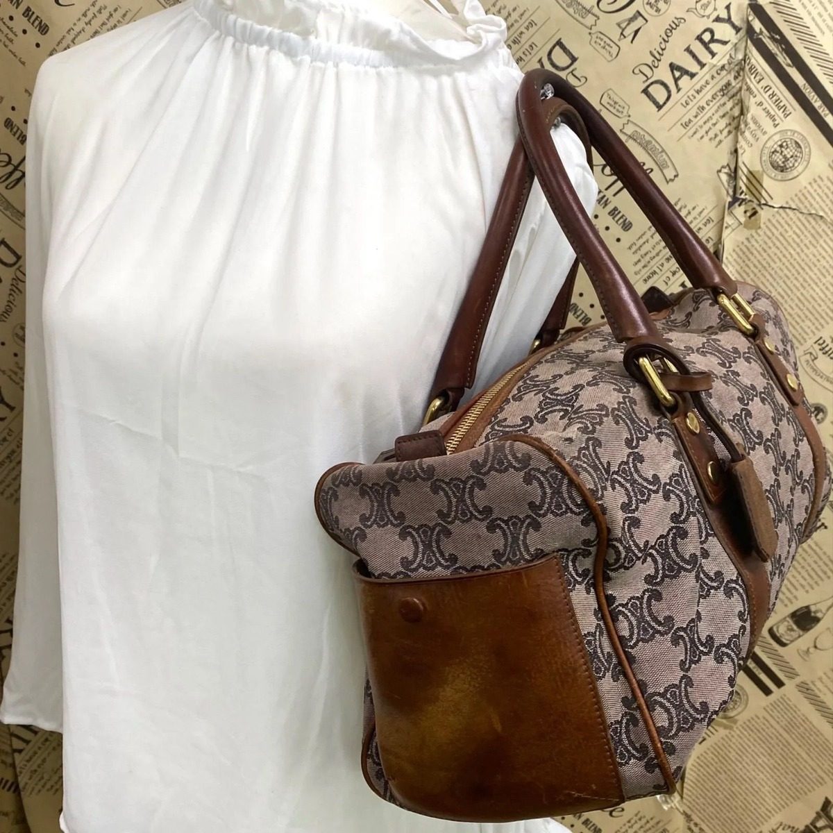 Celine Handbag Mini Boston Macadam Brown Travel Business Formal — view 3