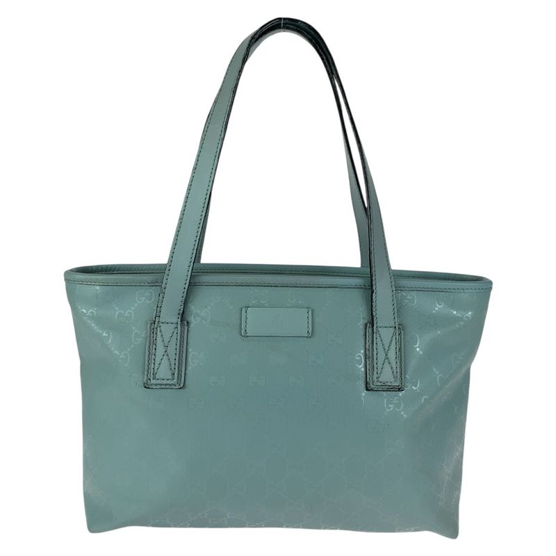 Gucci GG Imprime Light Blue Silver Hardware Leather 211138 Tote Bag Shoulder