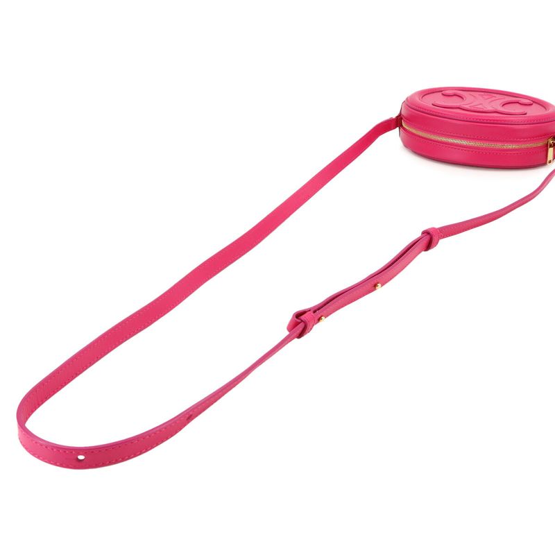 Exhibit Celine Oval Purse Cuir Triomphe Shoulder Bag Leather Pink 10i703dpq