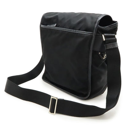 Prada Shoulder Bag Messenger Bag Crossbody Nylon Leather NERO Black Silver