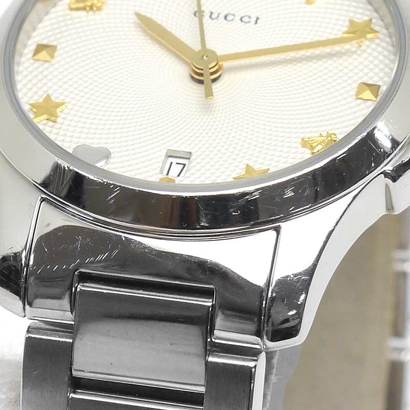 Gucci G-timeless 126.5 Ladies Quartz SS Silver Dial