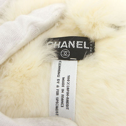 Chanel Fur Wristband Bracelet Bangle White Coco Mark