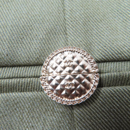 CHANEL P55496v33481 100% Cotton Coco-mark Matelasse Chain Button Shorts Khaki