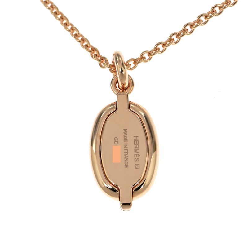 Hermes Necklace Mini Maillon PM Marron Glace Rghardware Chaine D'ancre